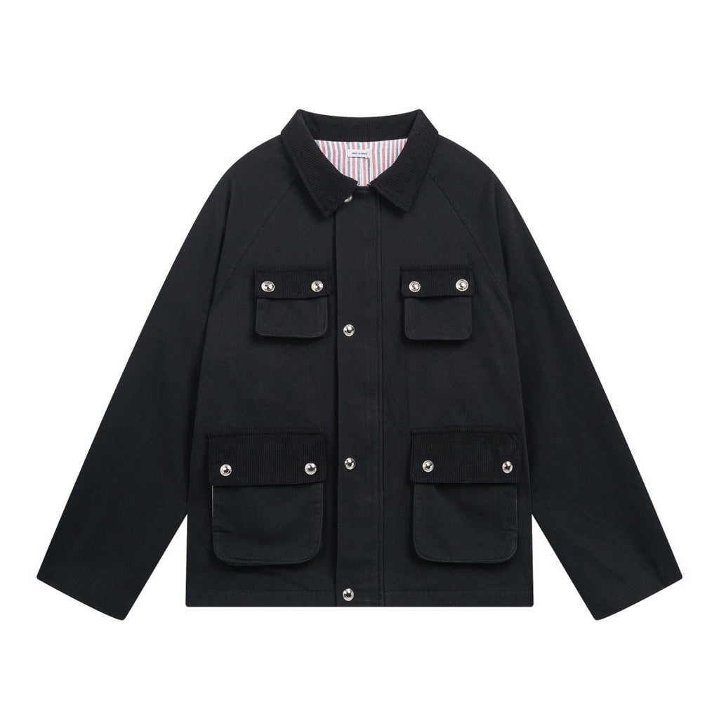 4 - Bar Utility Pocket Jacket with Signature Grosgrain Detail | Thom Browne