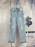 AMIRI Ornamental Stud Embellished Light‑Wash Flared Denim Jeans