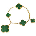Van Cleef & Arpels MAGIC CLOVER MALACHITE GOLD BRACELET 5 MOTIFS