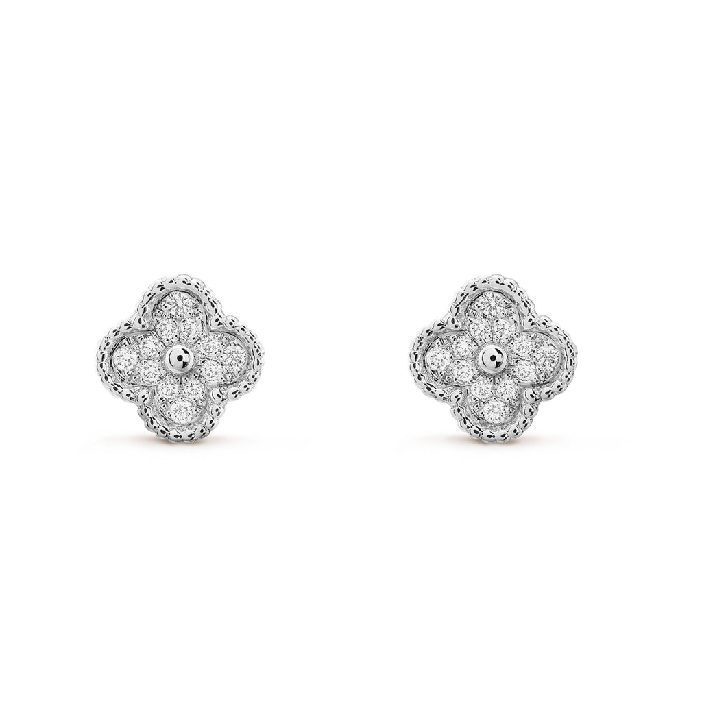 Van Cleef & Arpels CLOVER MINI DIAMOND STUD EARRINGS