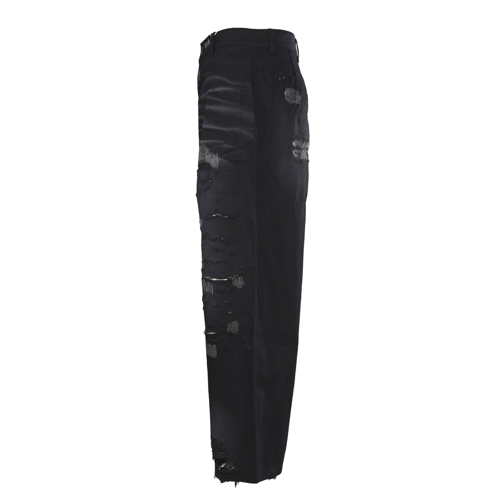 Acne Studios Patch‑Repair Distressed Wide‑Leg Jeans