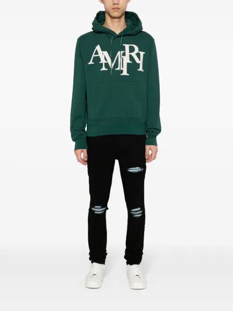 AMIRI logo-appliqué cotton hoodie