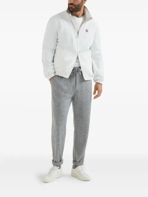 Brunello Cucinelli logo-embroidered zip-up jacket