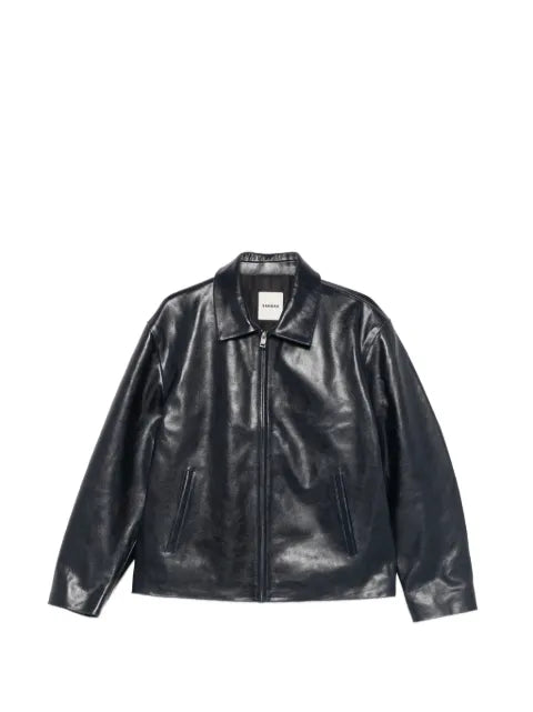 SANDRO classic zip-up leather jacket