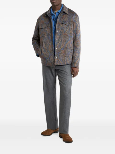 ETRO polo-style sweater in cashmere with wavy-motif