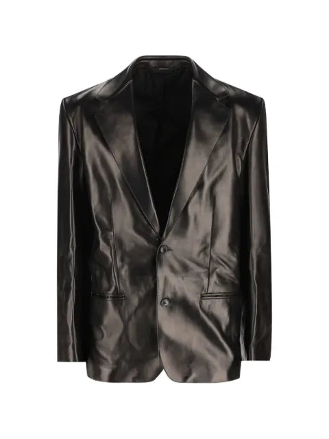 Gucci leather single-breasted jacket