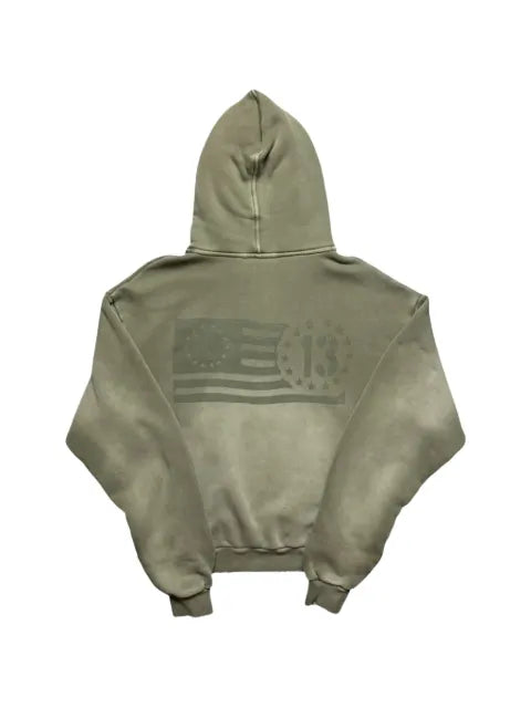 Thirteen Studios faded-effect flag-print hoodie