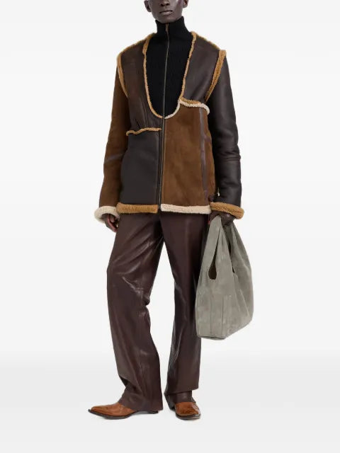 Maison Margiela zipped patch shearling jacket