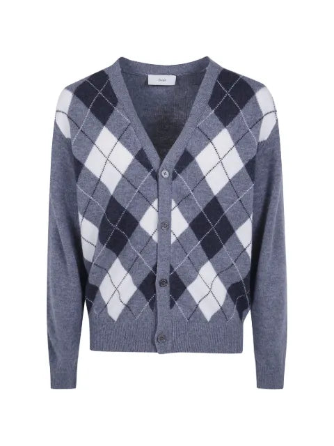 DUNST argyle-intarsia wool cardigan