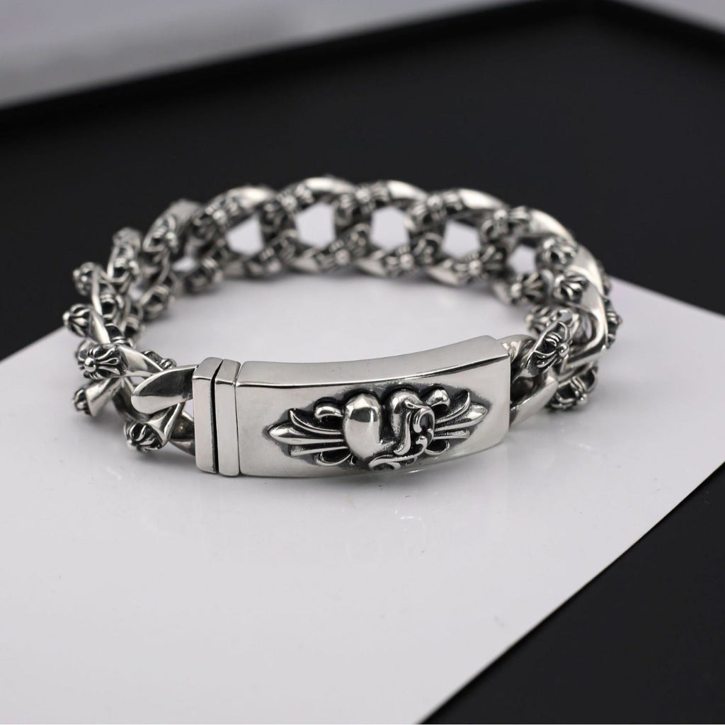Chrome Hearts Floral cross heart ID bracelet