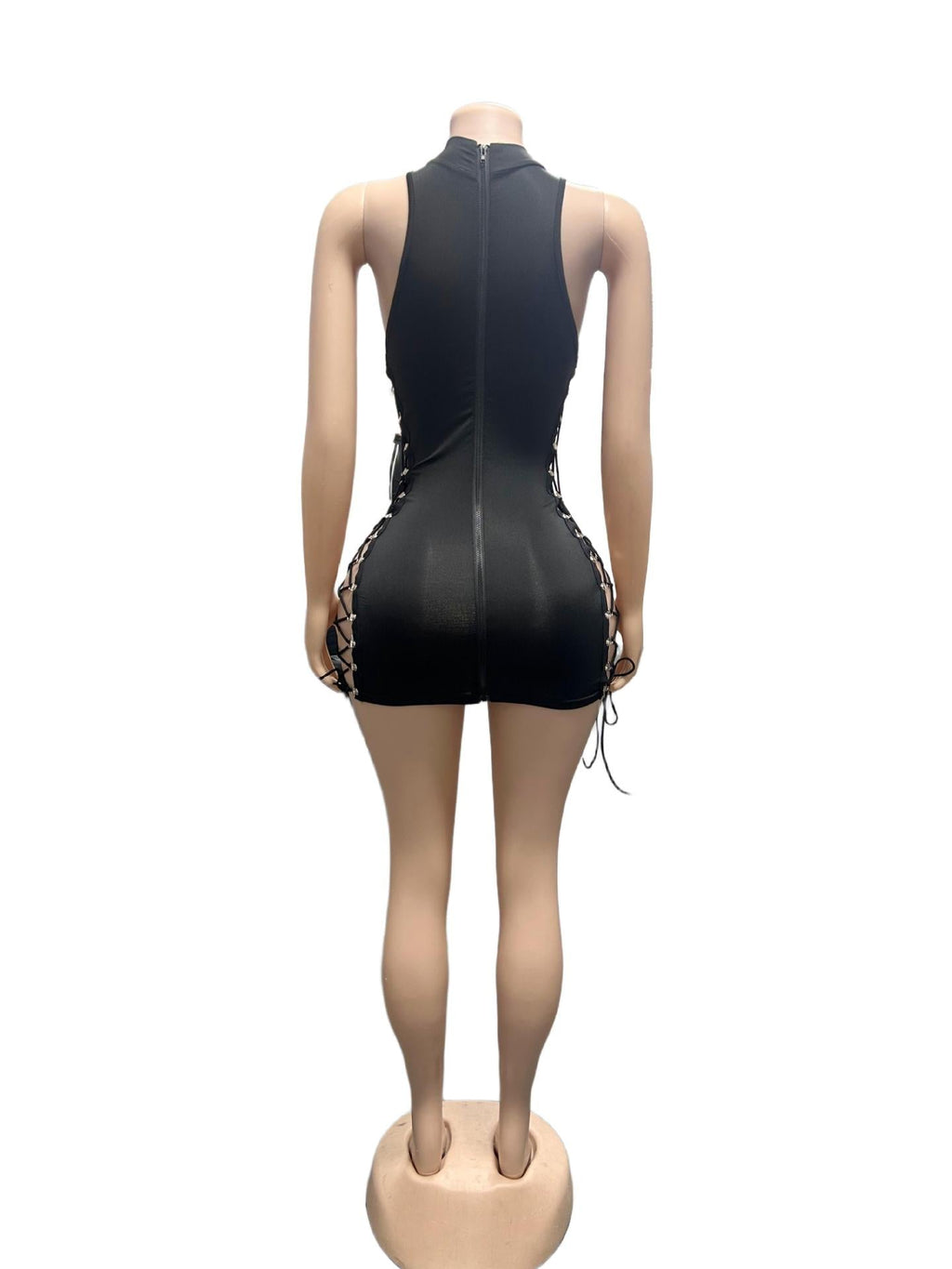 Dolls Kill Lace Up Cutout Halter Bodycon Mini Dress Women