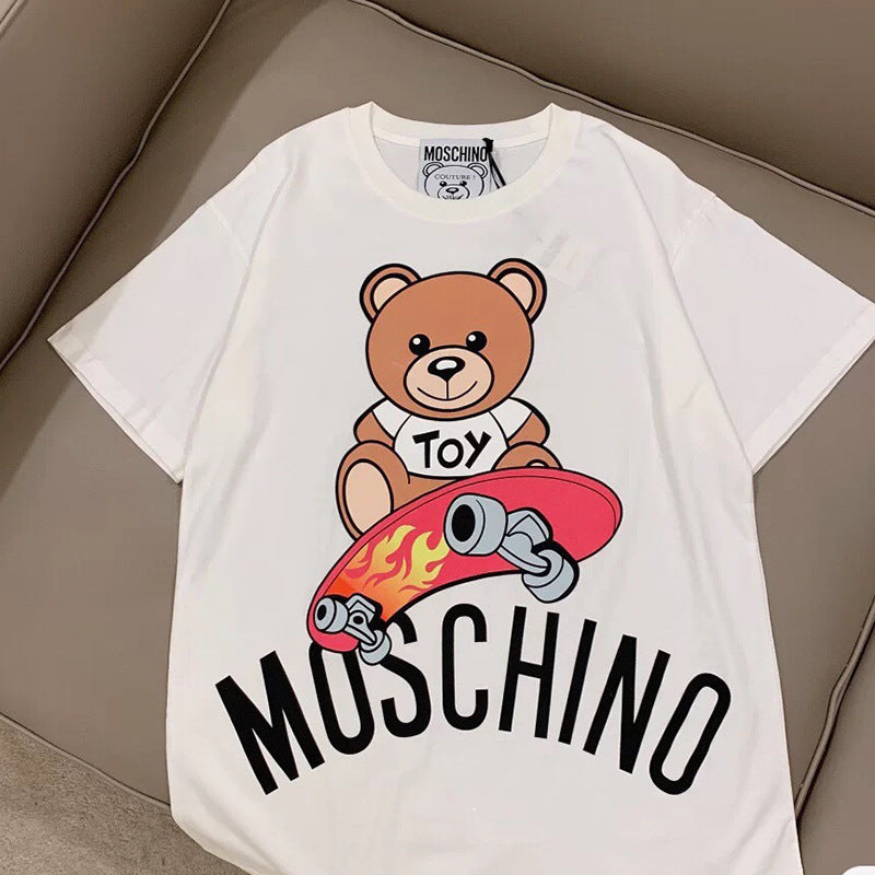 Moschino T-shirt Bear Pattern T-shirt Short Sleeve Couple Style