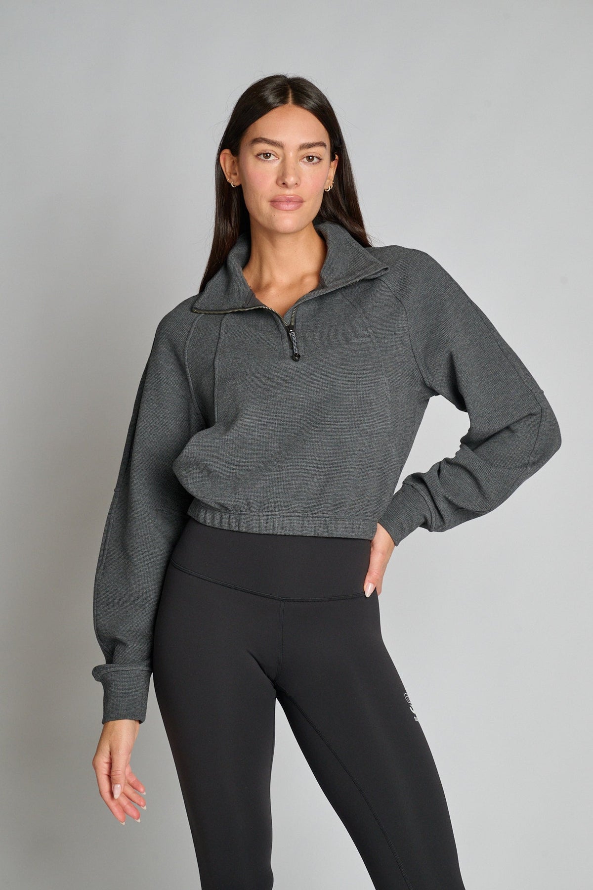 Scuba Cropped Funnel-Neck Half Zip