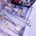 GUCCI LOGO ENGRAVED SQUARE PENDANT NECKLACE