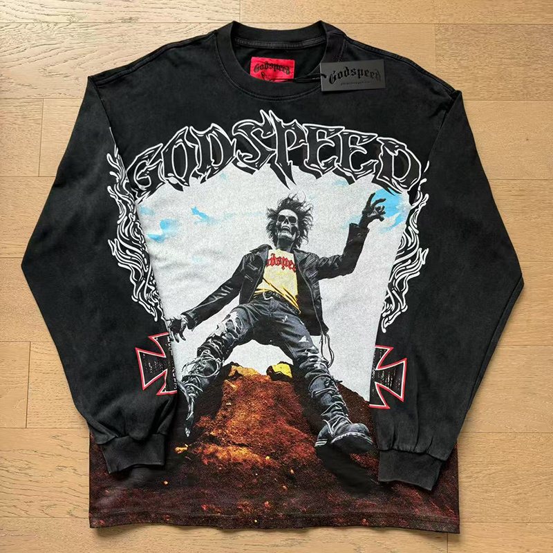 Godspeed E Pluribus Unum Washed Black Long-Sleeve T-Shirt