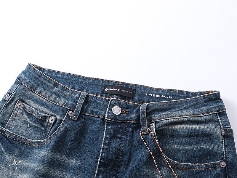 Purple Brand Blue Rhinestone-Style Motif Jeans