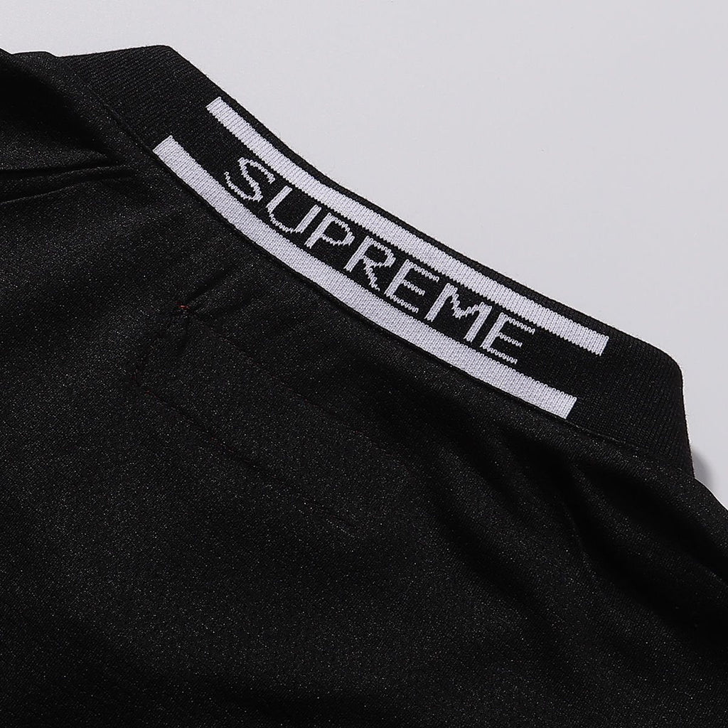 Supreme Black Soccer-Inspired Jersey Graphic T-Shirt