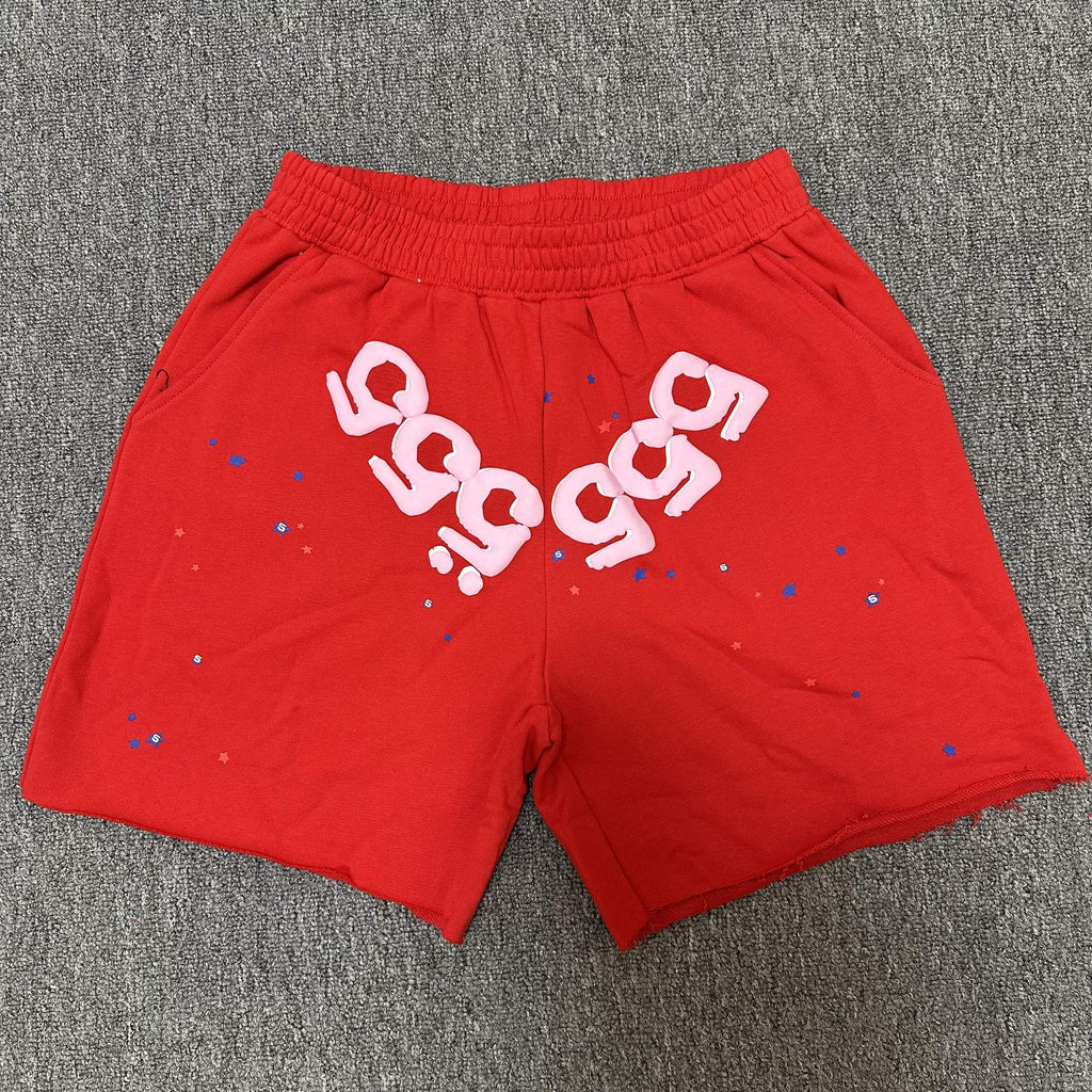 Sp5der 555 Graphic Red Shorts