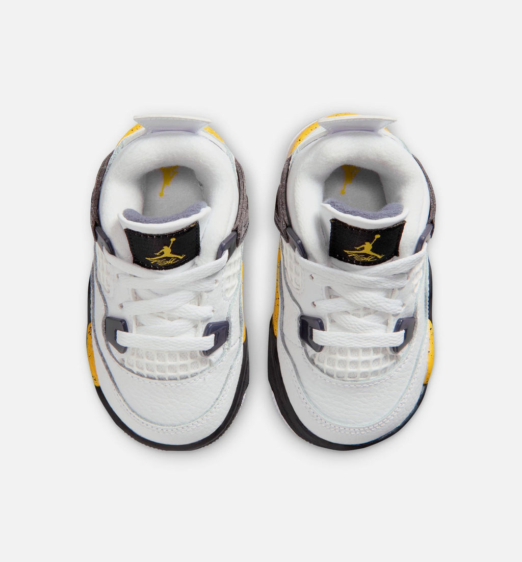 Air Jordan 4 Retro Rare Air Tour Yellow Infant Toddler Shoes - White/Dark Blue Grey/Black/Tour Yellow