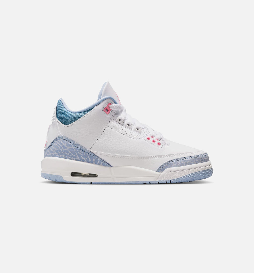 Air Jordan 3 Retro Cobalt Bliss Big Kids' Lifestyle Shoes - White/Cobalt Bliss/Football Grey/Pink Glow