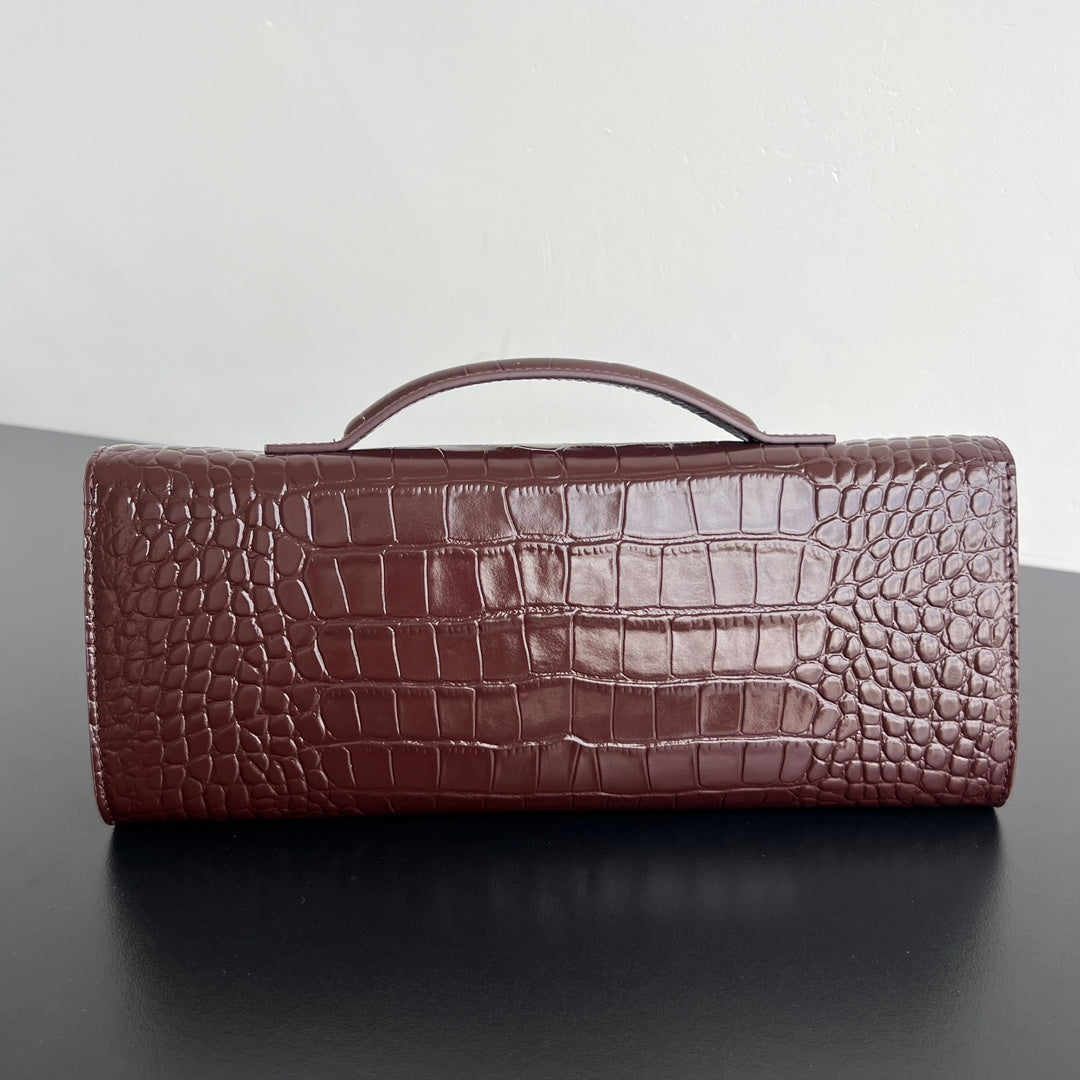 Bottega Veneta Crocodile Embossed Intrecciato Clutch