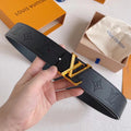 LOUIS VUITTON LV 25S BELT 40 MM IN BLACK CALFSKIN 593216