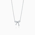 TIFFANY RIBBON NECKLACE BOW PENDANT DIAMOND CHARM CHAIN