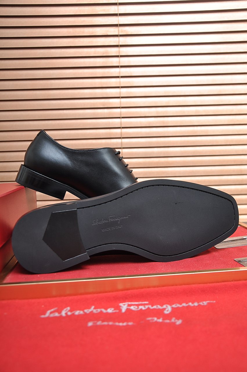 Salvatore Ferragamo Black Lace-Up Dress Shoes