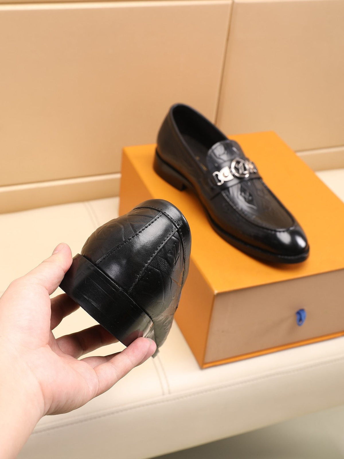 Louis Vuitton Black Embossed Loafers