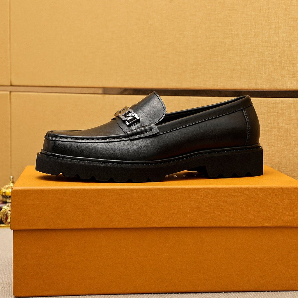 Louis Vuitton Black Metal-Bit Loafers - Rounded Toe