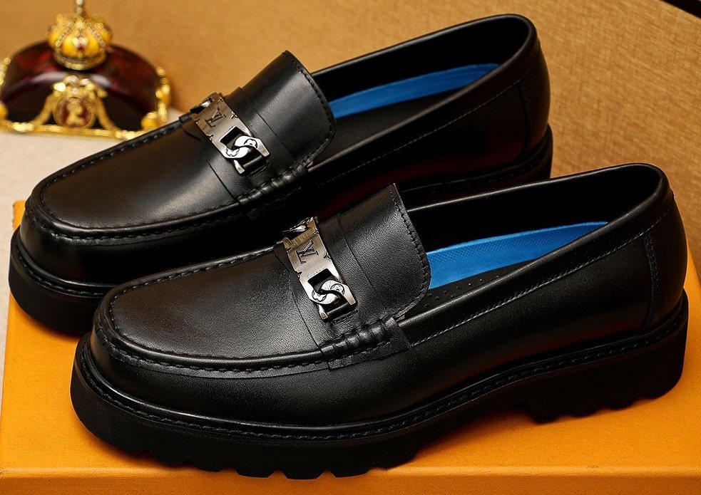 Louis Vuitton Black Metal-Bit Loafers - Rounded Toe