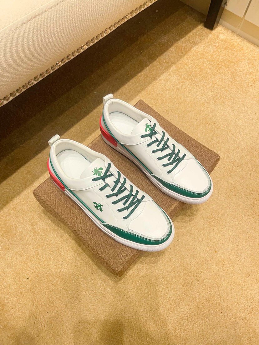 White Green and Red Low-Top Sneakers