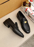 Dolce & Gabbana Black Embossed Buckle Loafers