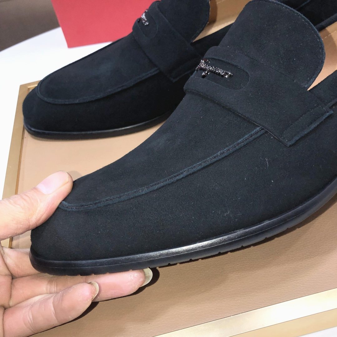 Ferragamo Black Slip-On Loafers