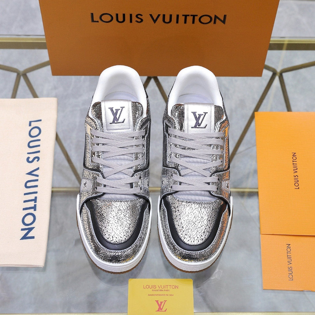Louis Vuitton Metallic Crackle Low-Top Sneakers