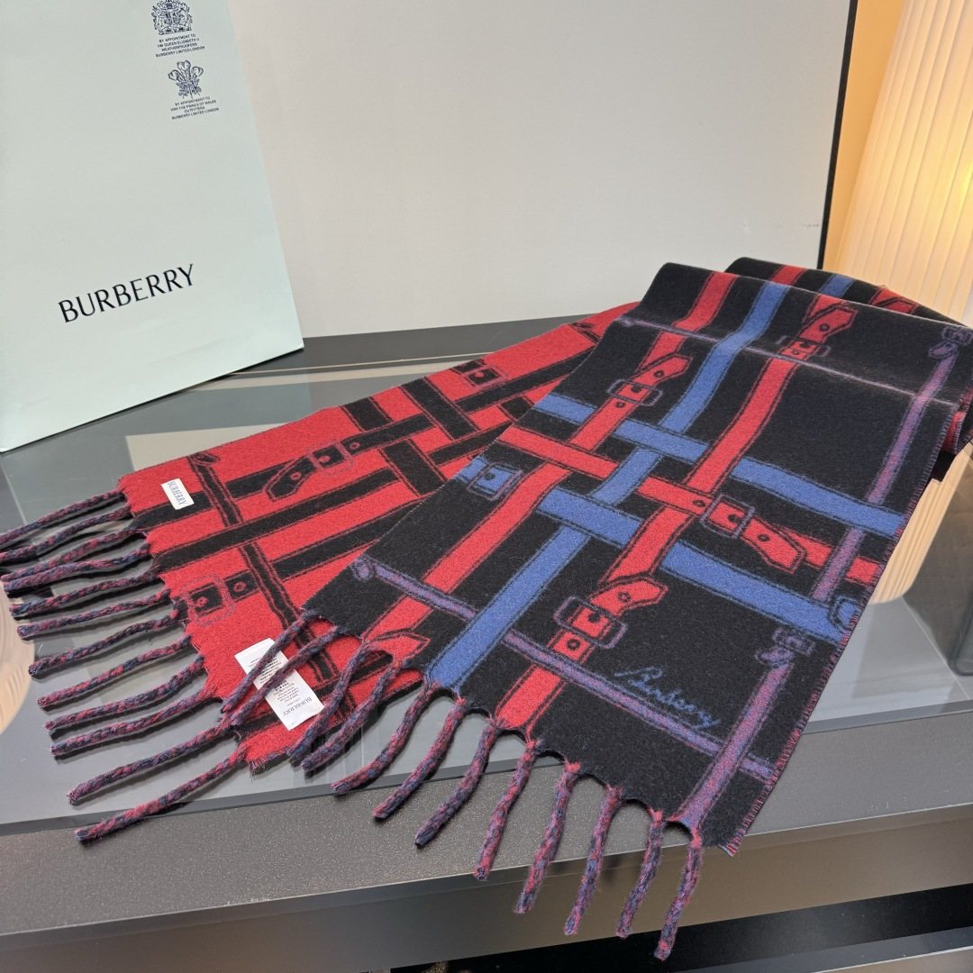 Burberry Reversible Cashmere Fringe Scarf
