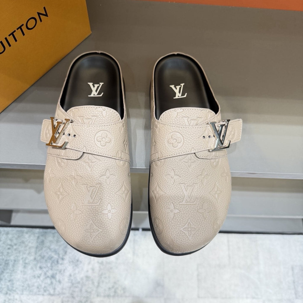 Louis Vuitton Men's Embossed Buckle Slide Sandals