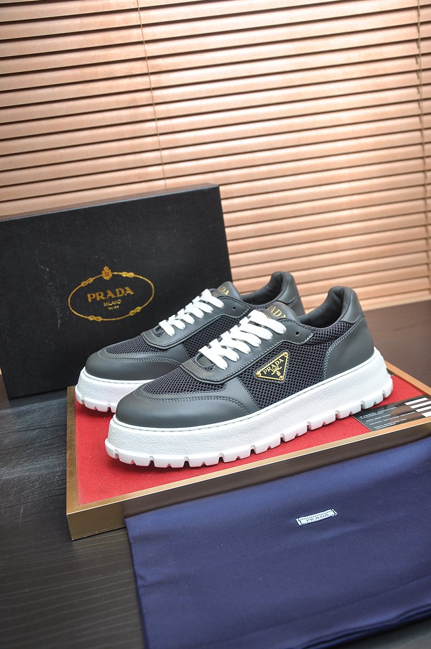 Prada Charcoal Gray & Black Low-Top Sneakers