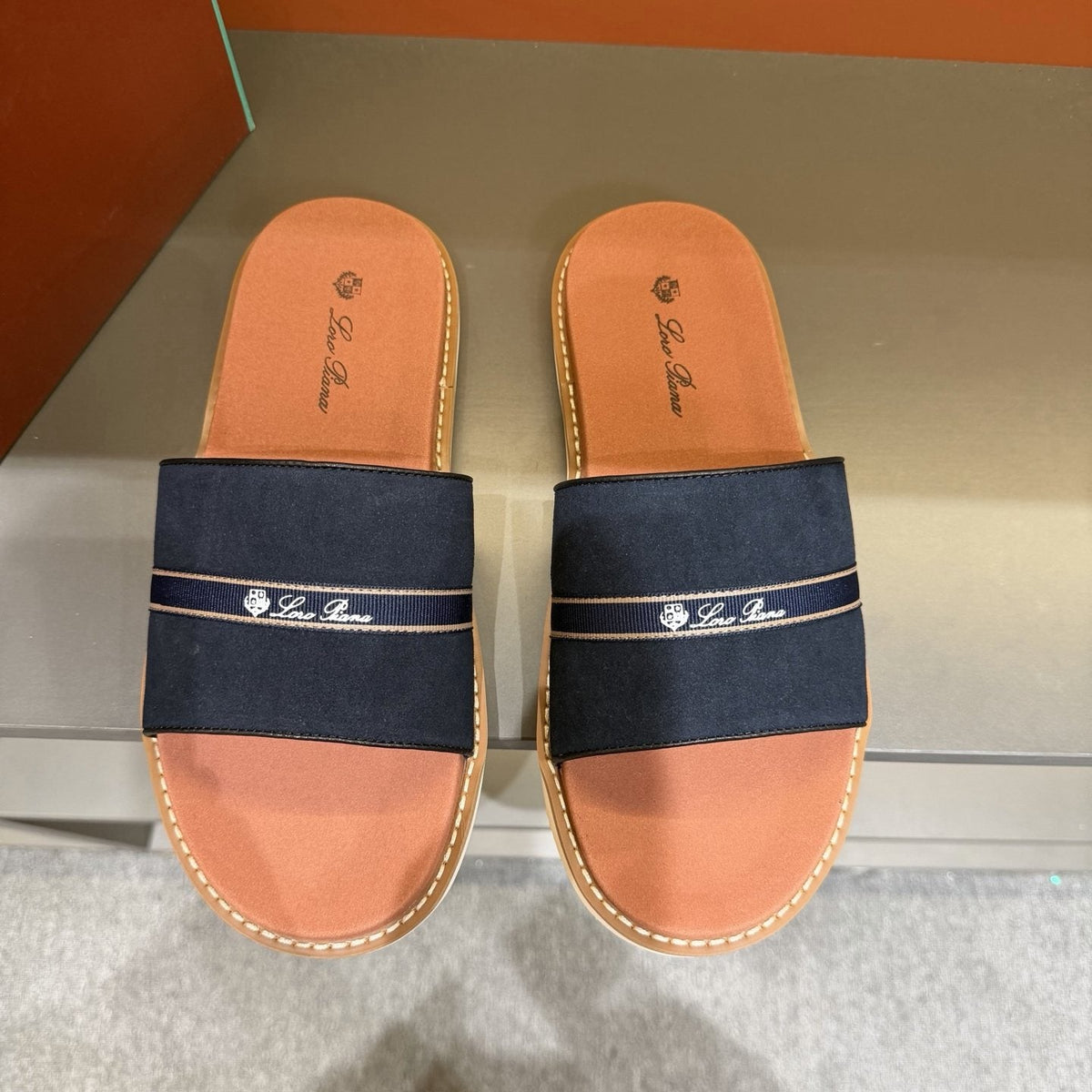 Loro Piana Cross-Strap Men's Slide Sandals